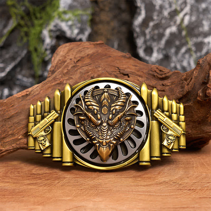 Cintura in pelle con fibbia girevole fai da te in bronzo con drago dal becco affilato - Drago dal becco affilato - Senza cintura - Cintura non inclusa - image 0