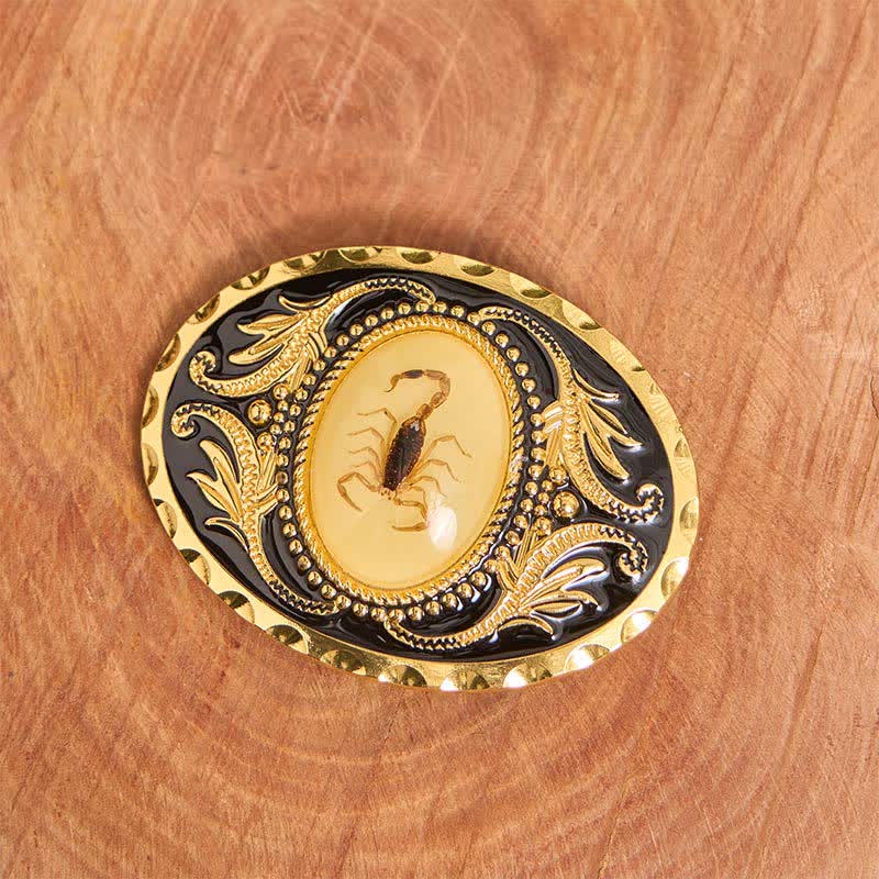 Cintura in pelle con fibbia decorativa a forma di scorpione fai da te in oro - image 1