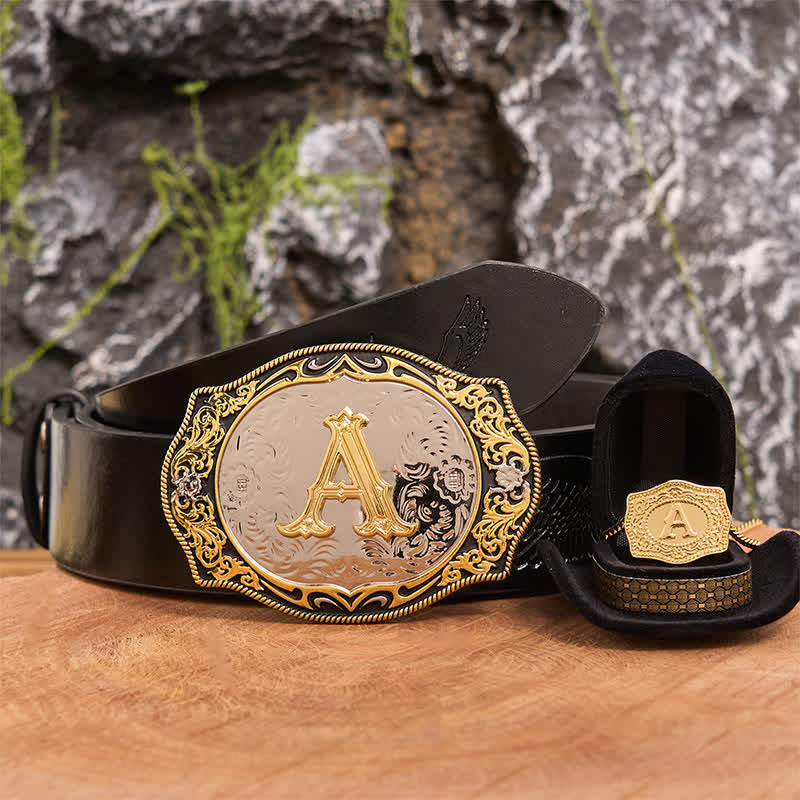 Set di collana in oro con fibbia per cintura fai da te con iniziale in oro nero - Fascio - Cintura con aquila in rilievo nera - 42 - image 3