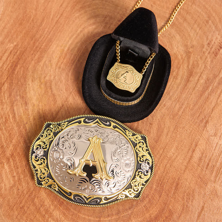Set di collana in oro con fibbia per cintura fai da te con iniziale in oro nero - Fascio - Senza cintura - Cintura non inclusa - image 1