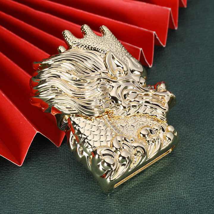 Accendino a cherosene antivento con drago imperatore dorato - D'oro - image 1