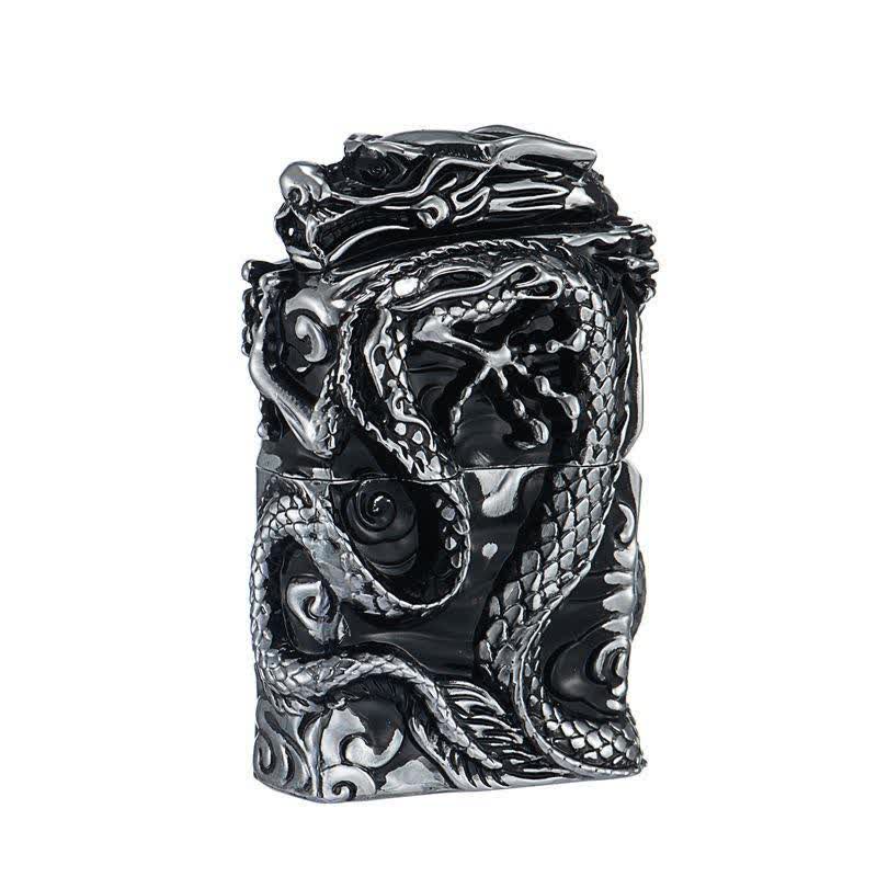 Accendino a cherosene ricaricabile Retro Collection Relief Dragon - Argento e nero - image 7