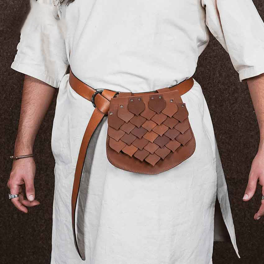 Borsa da cintura vichinga in stile medievale con squame di pesce e grande capacità - image 0