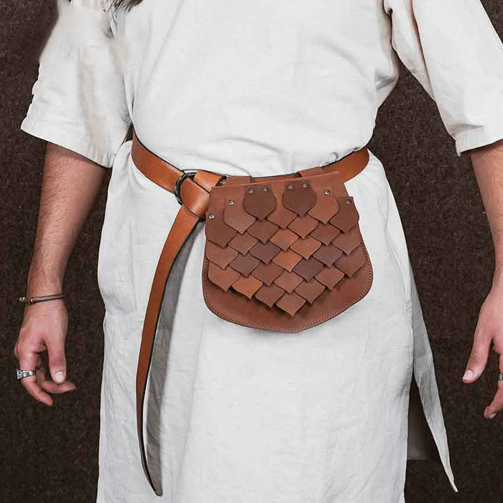 Borsa da cintura vichinga in stile medievale con squame di pesce e grande capacità - image 0
