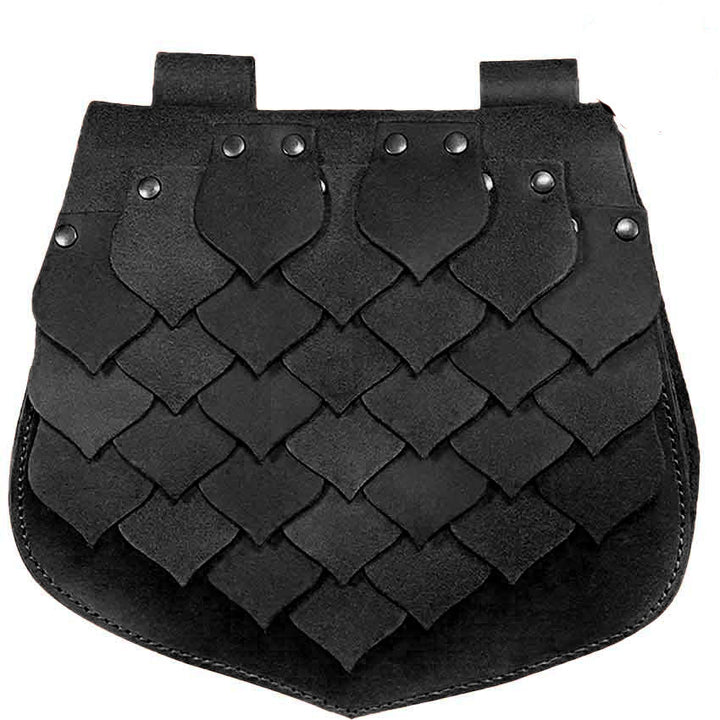 Borsa da cintura vichinga in stile medievale con squame di pesce e grande capacità - Nero - image 4