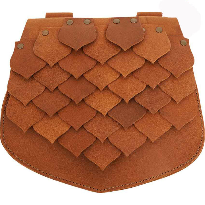 Borsa da cintura vichinga in stile medievale con squame di pesce e grande capacità - Marrone giallastro - image 3