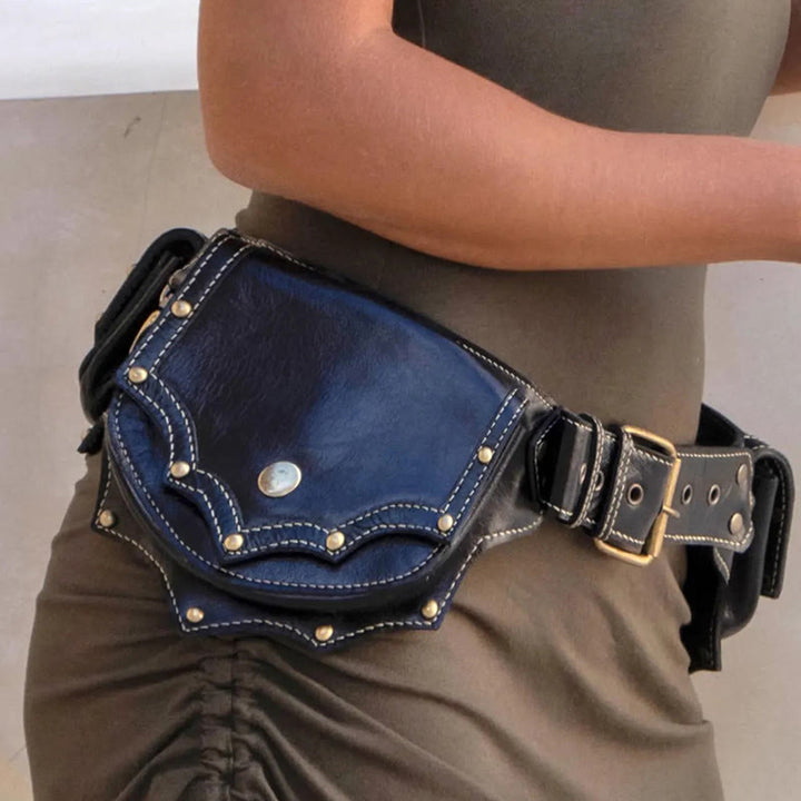 Portafoglio portatile multitasche retrò con cintura vichinga - Nero - image 0