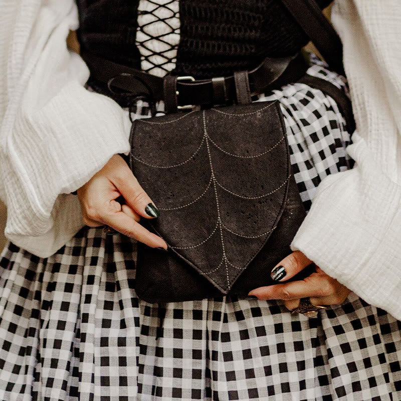 Borsa da cintura vichinga da donna a forma di foglia retrò di Halloween - Nero - image 0