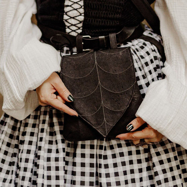 Borsa da cintura vichinga da donna a forma di foglia retrò di Halloween - Nero - image 0