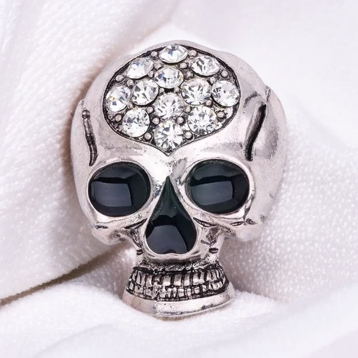 Spilla a forma di teschio con strass di Halloween - Argento - image 3