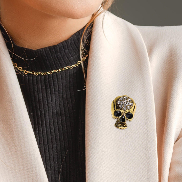 Spilla a forma di teschio con strass di Halloween - image 1