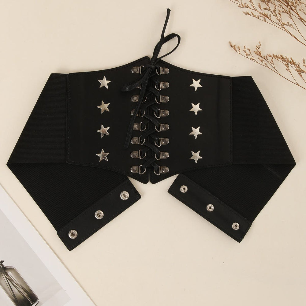 Cintura corsetto da donna con stella, accessorio cosplay retrò nero - Nero - image 1