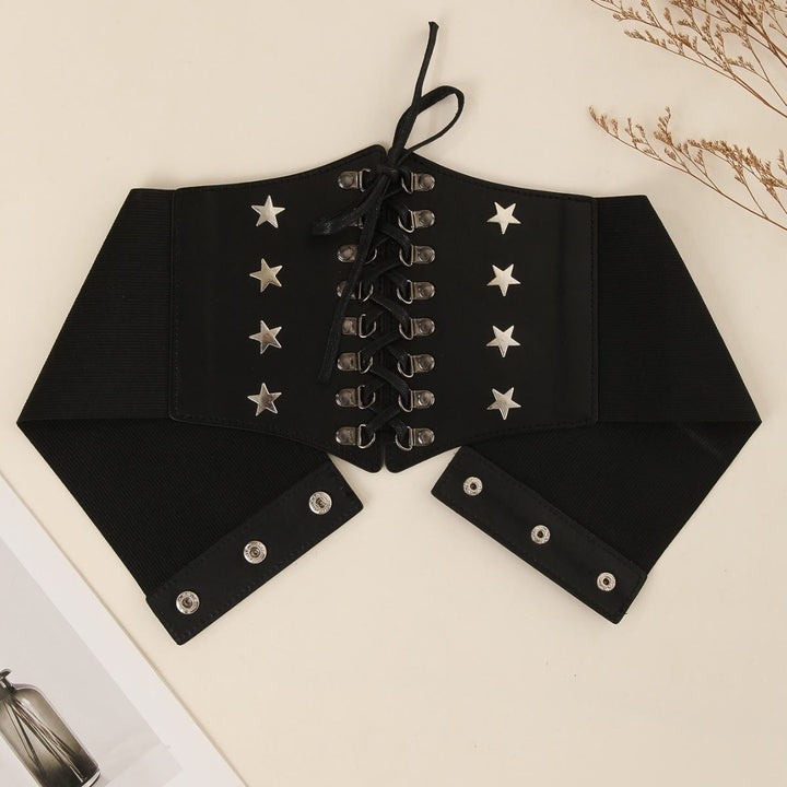 Cintura corsetto da donna con stella, accessorio cosplay retrò nero - Nero - image 1
