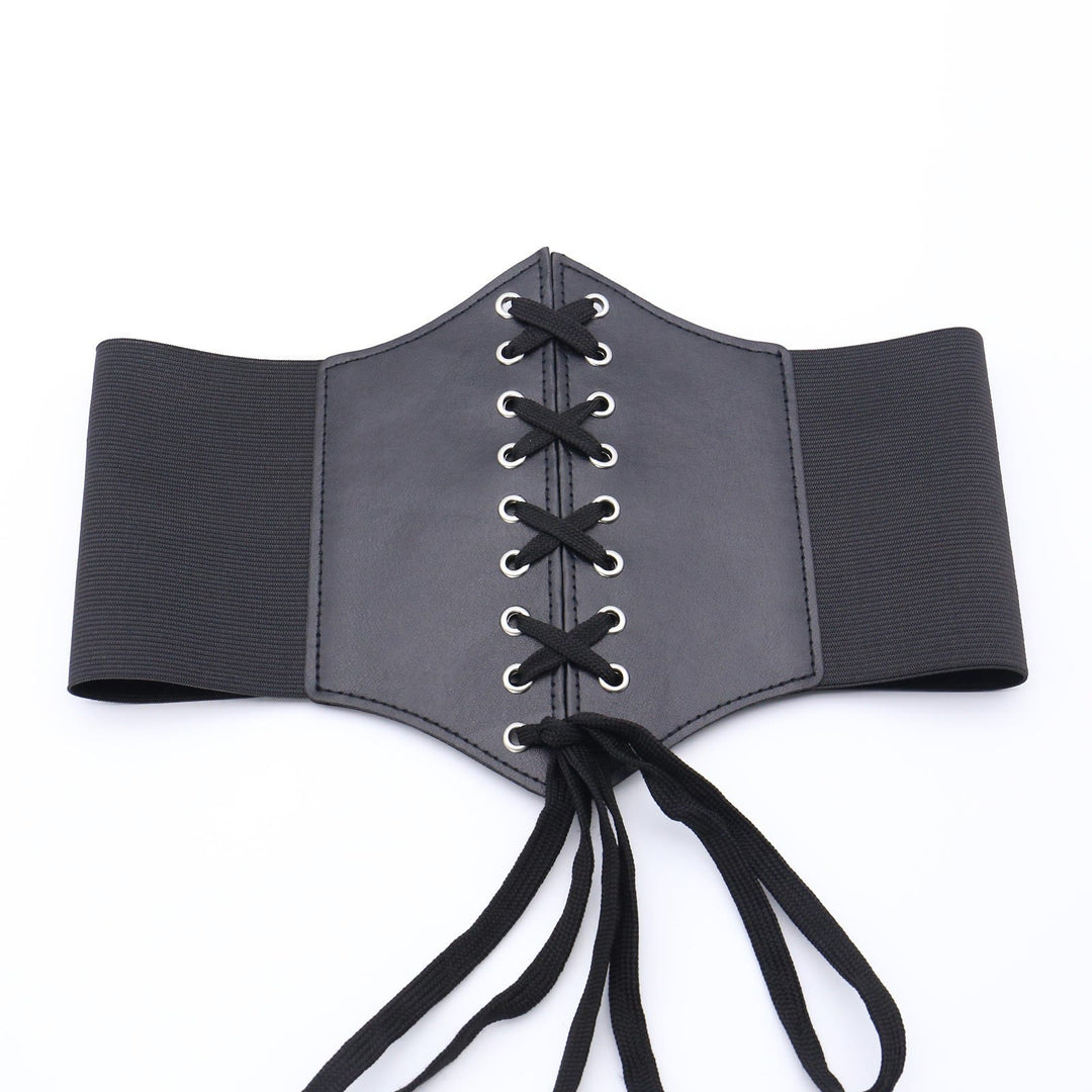 Cintura corsetto con fibbia e cinturino elegante da donna nera - Cinghia lunga - image 6