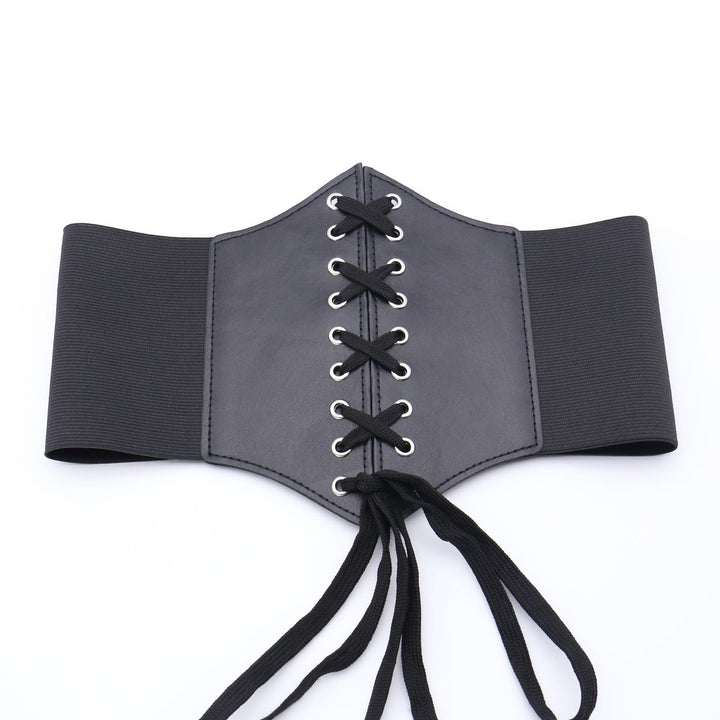 Cintura corsetto con fibbia e cinturino elegante da donna nera - Cinghia lunga - image 6