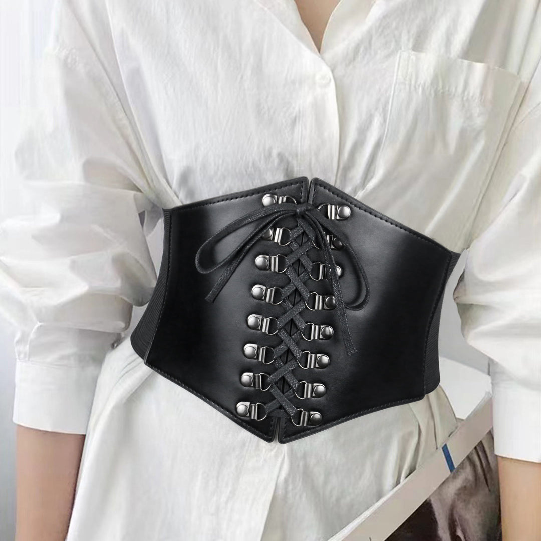 Cintura corsetto con fibbia e cinturino elegante da donna nera - image 0