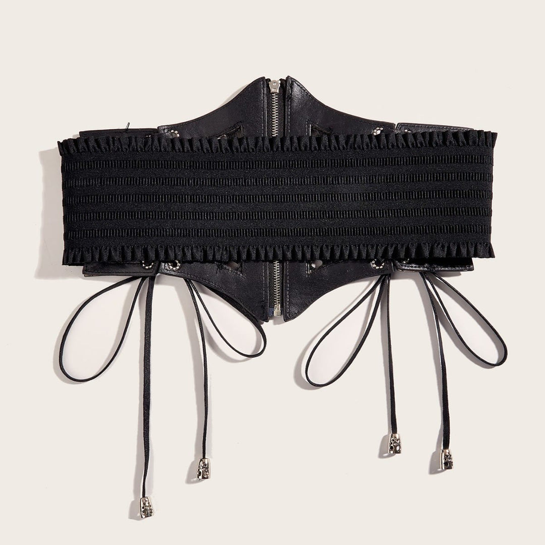 Cintura da donna con corsetto in rete con cerniera e cinturino alla moda nero - image 2