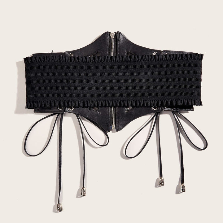 Cintura da donna con corsetto in rete con cerniera e cinturino alla moda nero - image 2