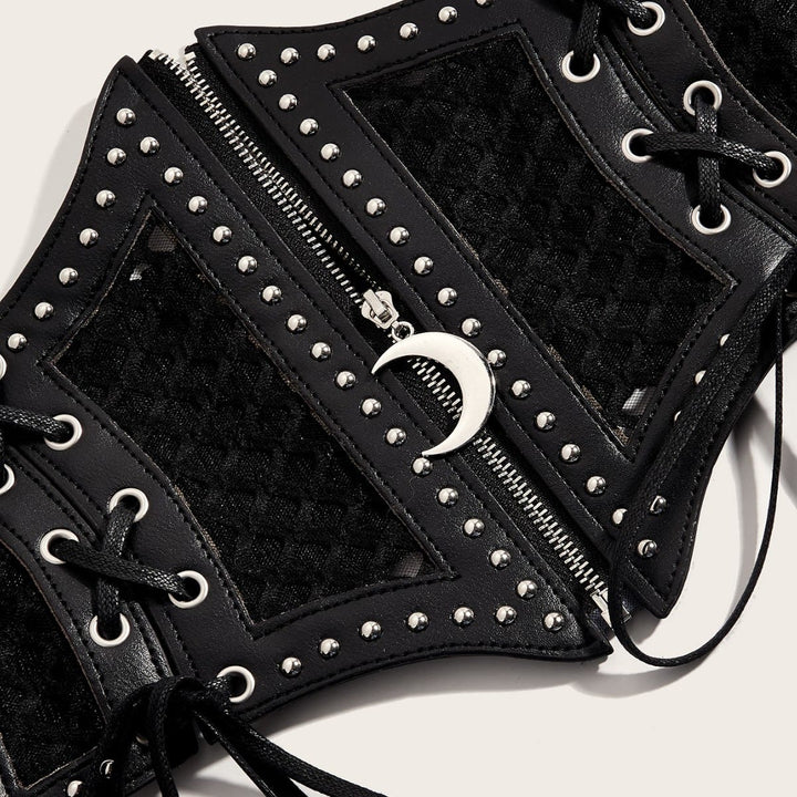 Cintura da donna con corsetto in rete con cerniera e cinturino alla moda nero - image 3