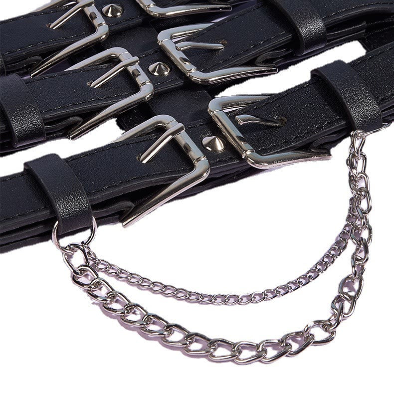 Cintura da corsetto da donna in stile punk con fibbia a tre file creativa - image 2