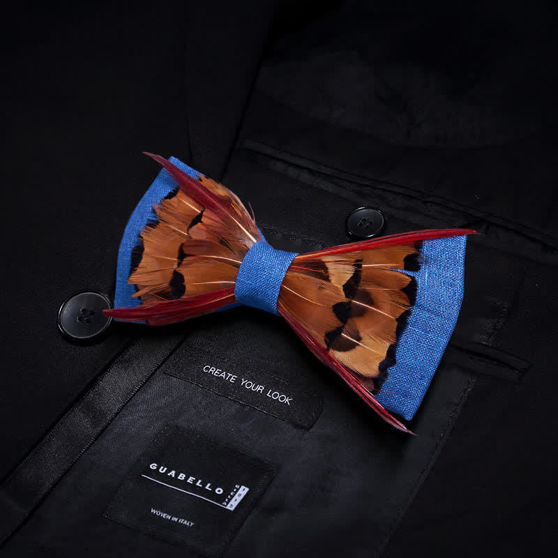 Papillon con piume rosse intersecate di fagiano marrone - image 2