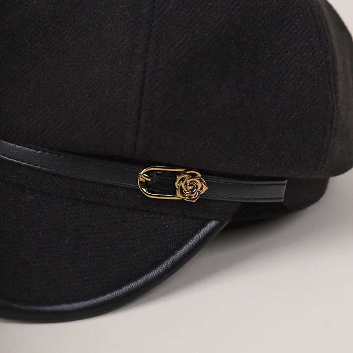 Cappello basco invernale alla moda da donna con fibbia della cintura avvolta sul bordo - image 4