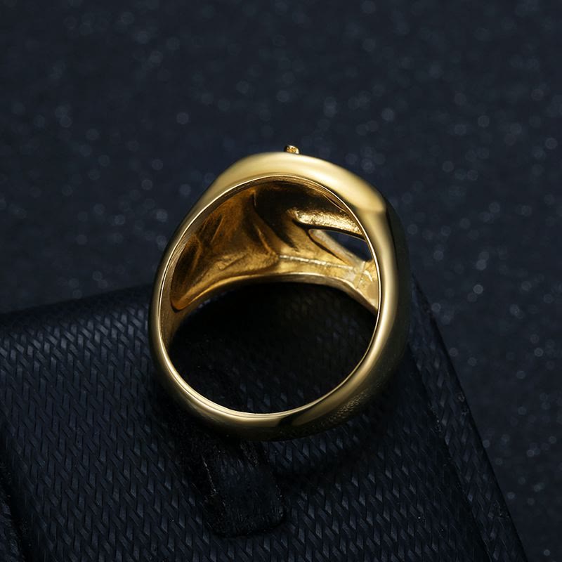 Anello personalizzato in stile western con testa di cavallo dorata - image 2