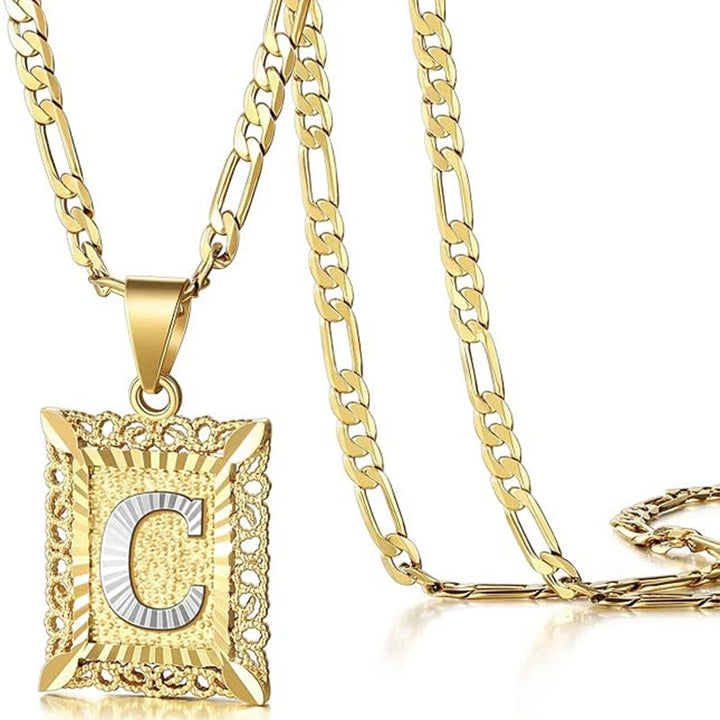 Collana dorata con lettera cava quadrata squisita - C - image 6