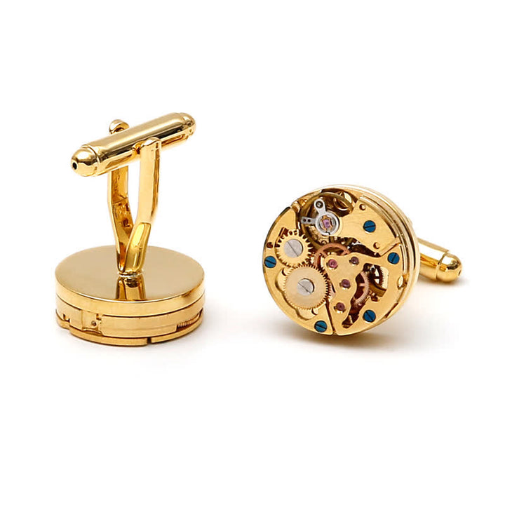 Gemelli con ingranaggi meccanici steampunk in oro squisiti - image 8