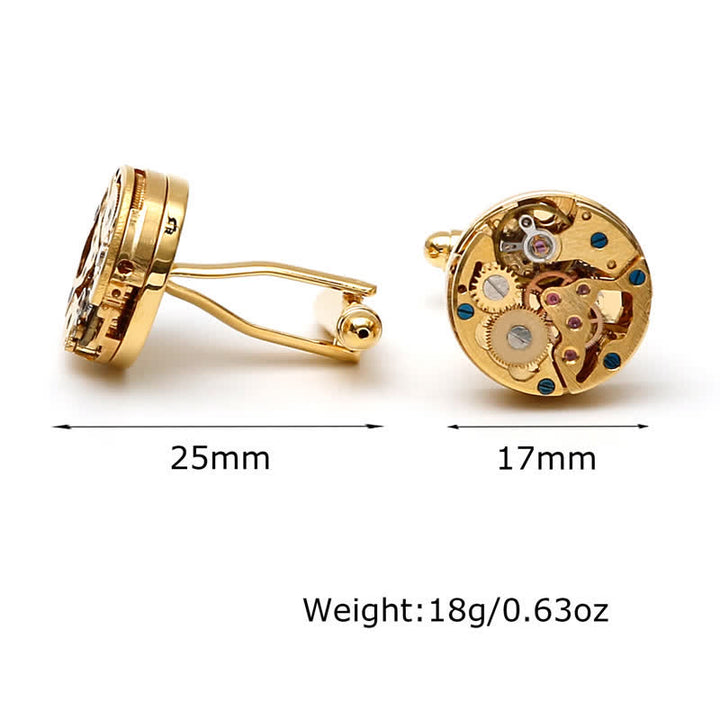 Gemelli con ingranaggi meccanici steampunk in oro squisiti - image 3