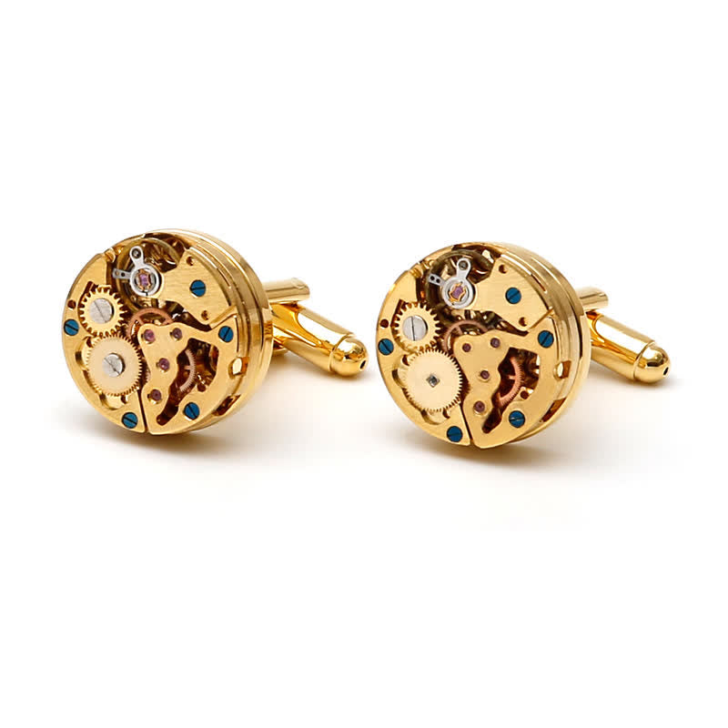 Gemelli con ingranaggi meccanici steampunk in oro squisiti - image 6