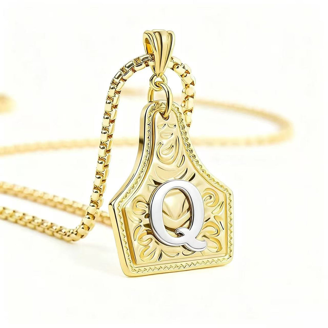 Collana con ciondolo in rilievo con lettera squisita in oro e argento - D'oro - Q - image 20