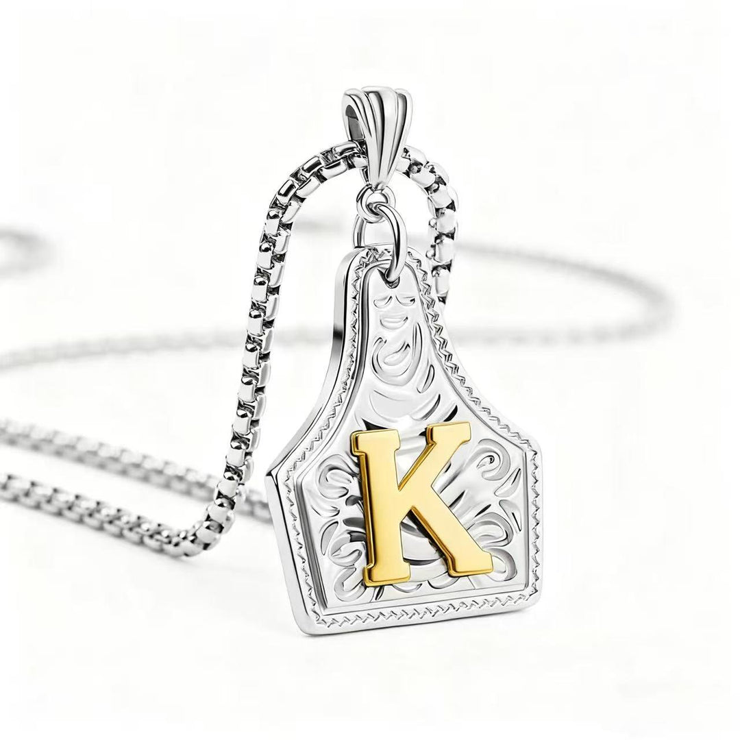 Collana con ciondolo in rilievo con lettera squisita in oro e argento - Argento - K - image 40