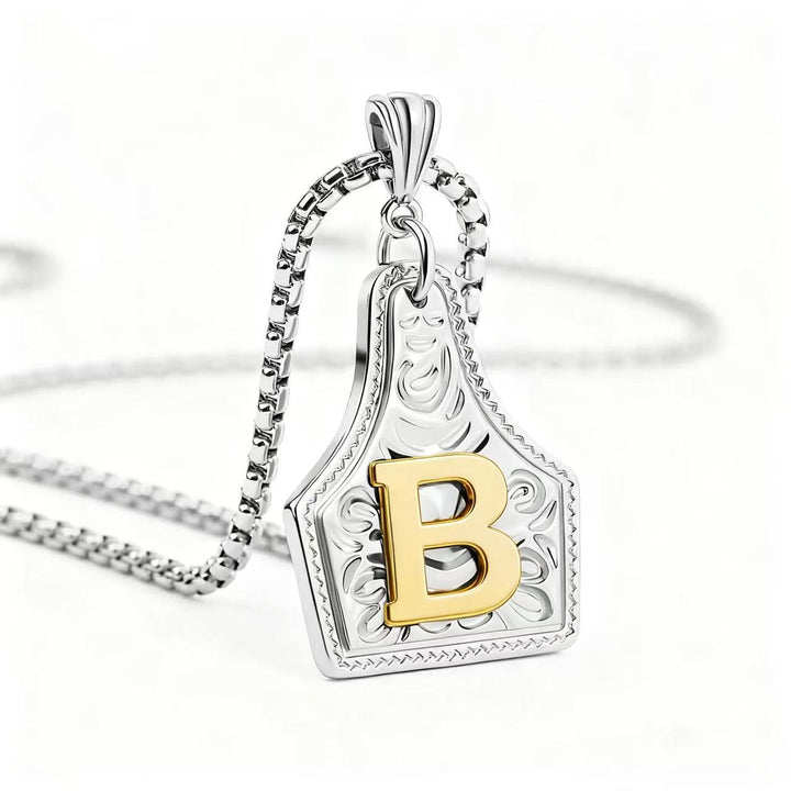 Collana con ciondolo in rilievo con lettera squisita in oro e argento - Argento - B - image 31