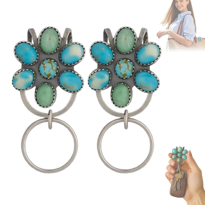 Portachiavi con clip per borsa a forma di fiore turchese, accessorio decorativo - image 4