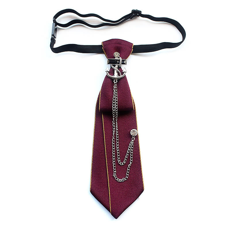 Cravatta unisex pre-annodata con ancora di nave e fascia regolabile - Rosso - image 0