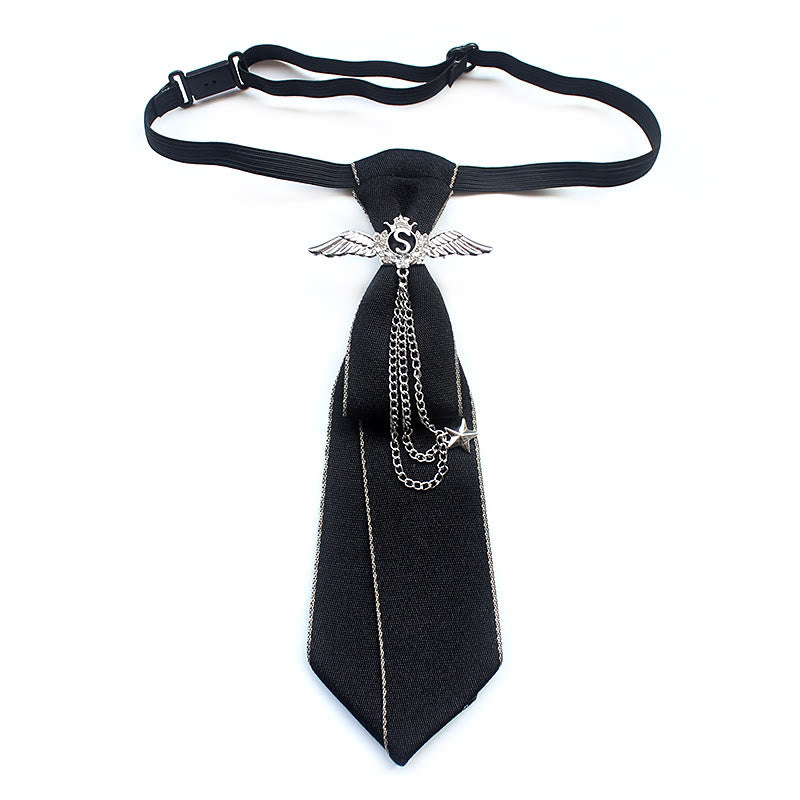 Cravatta unisex pre-annodata Wings con fascia regolabile - Nero - image 0