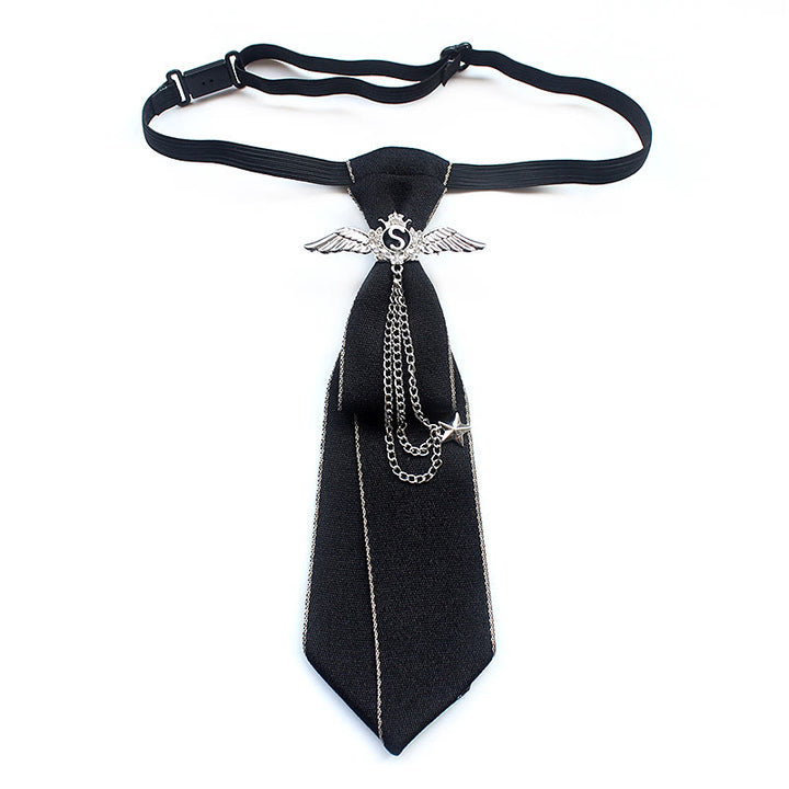 Cravatta unisex pre-annodata Wings con fascia regolabile - Nero - image 0