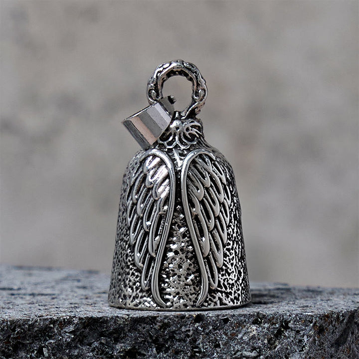 Portachiavi con campanello per motocicletta a forma di ali d'angelo vintage - Argento - Pendente - image 1