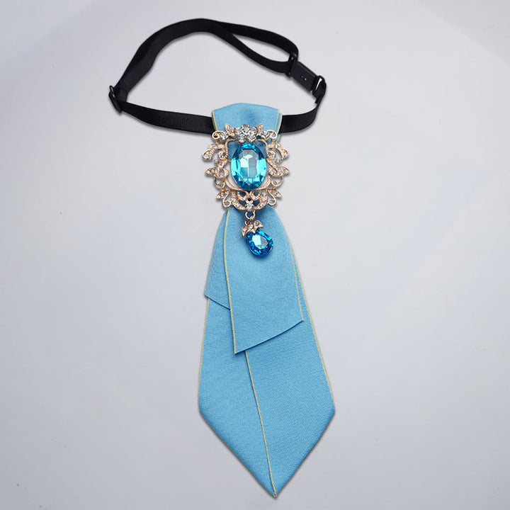 Cravatta da donna regolabile con diamanti in cristallo tinta unita - Blu - image 3