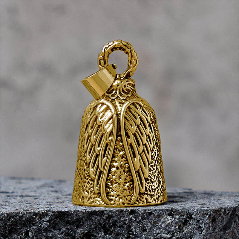Portachiavi con campanello per motocicletta a forma di ali d'angelo vintage - D'oro - Pendente - image 5