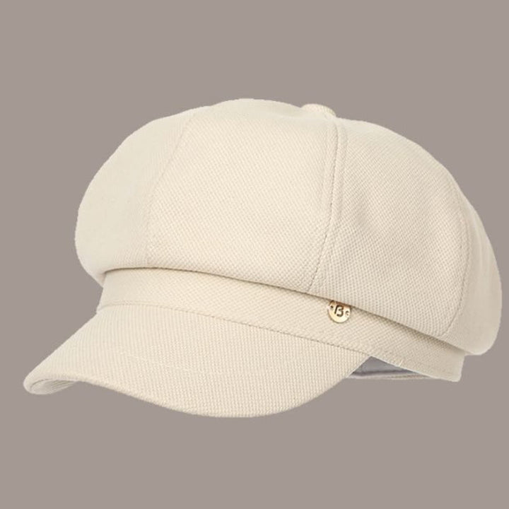 Berretto invernale retrò da donna in tinta unita con logo rotondo - Beige - Regolabile (circa 21 5/8"-23 5/8") - image 0