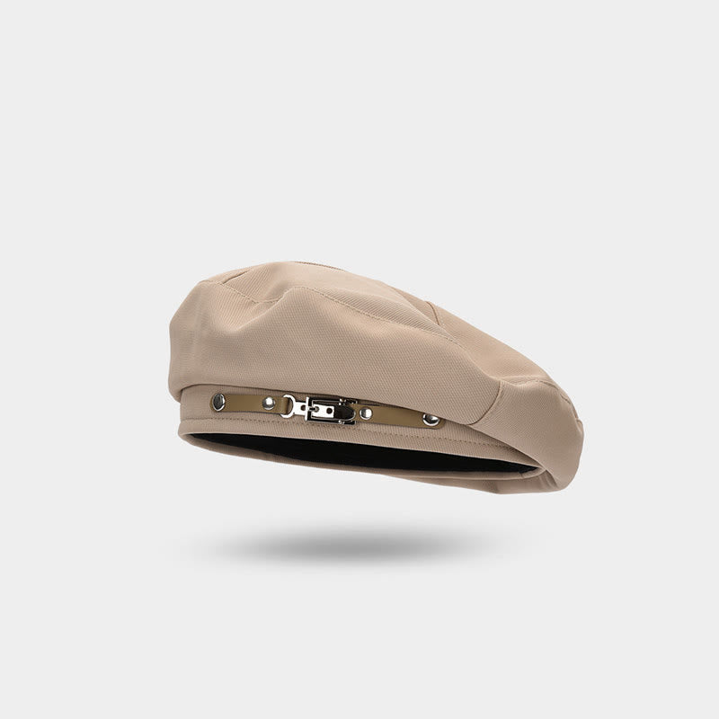 Cappello basco da donna con fibbia in metallo semplice alla moda invernale - Cachi - Regolabile (circa 22"-22 7/8") - image 0