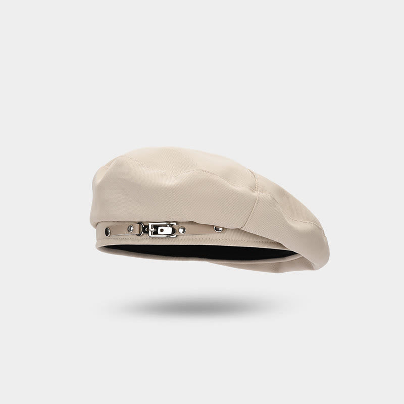 Cappello basco da donna con fibbia in metallo semplice alla moda invernale - Beige - Regolabile (circa 22"-22 7/8") - image 5