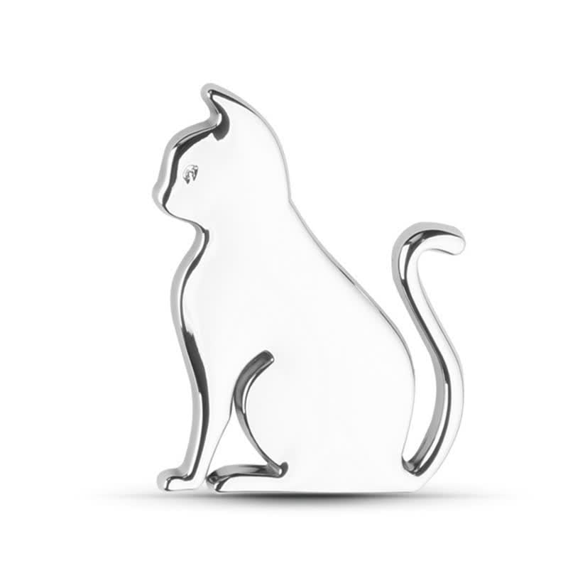 Adesivo decorativo in metallo per auto con simpatico gatto - Argento - Gatto seduto - image 11