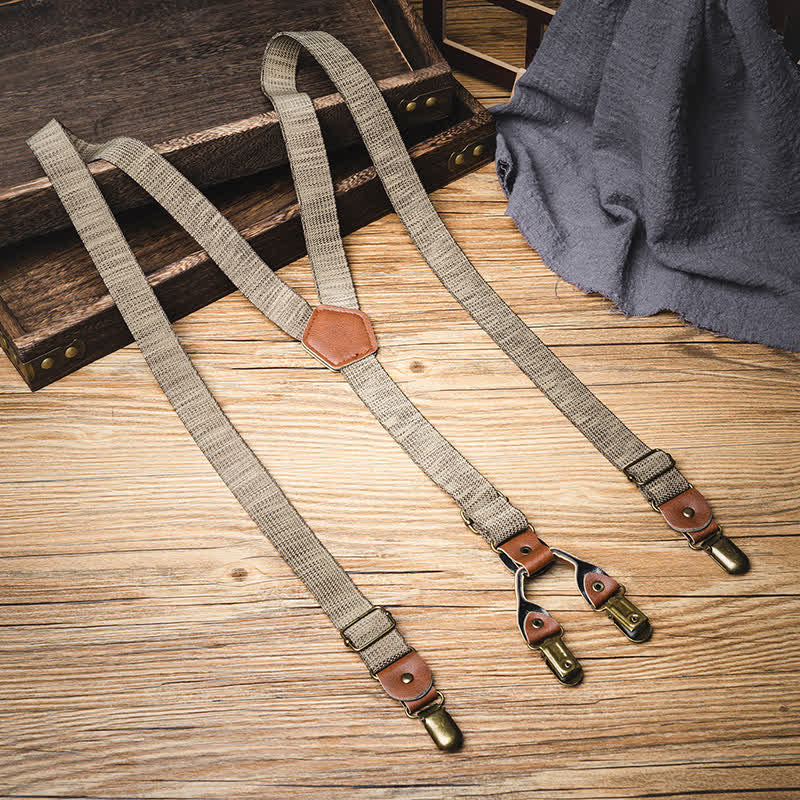 Bretelle elastiche casual nostalgiche color cachi scuro - Cachi scuro - image 0