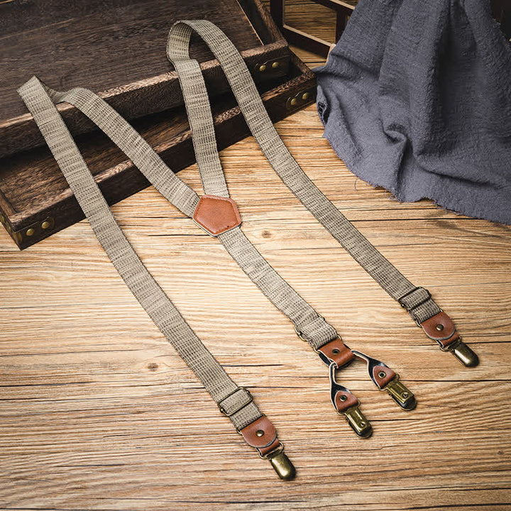 Bretelle elastiche casual nostalgiche color cachi scuro - Cachi scuro - image 0