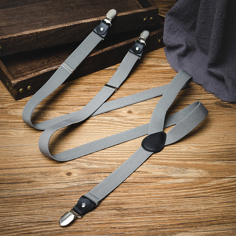 Bretelle elastiche Y-back da uomo grigio tinta unita - image 1