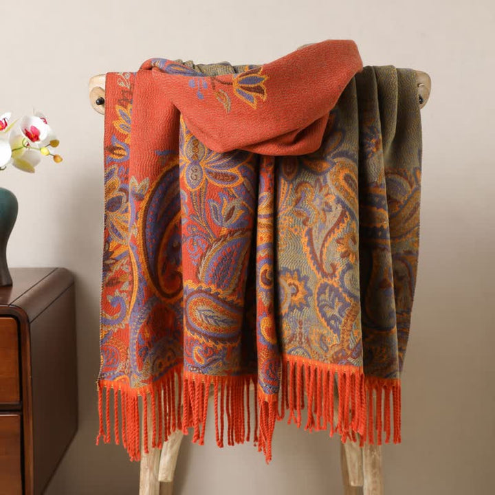 Sciarpa con nappe in jacquard Paisley Boho-Chic Aesthetics - Arancia - image 10