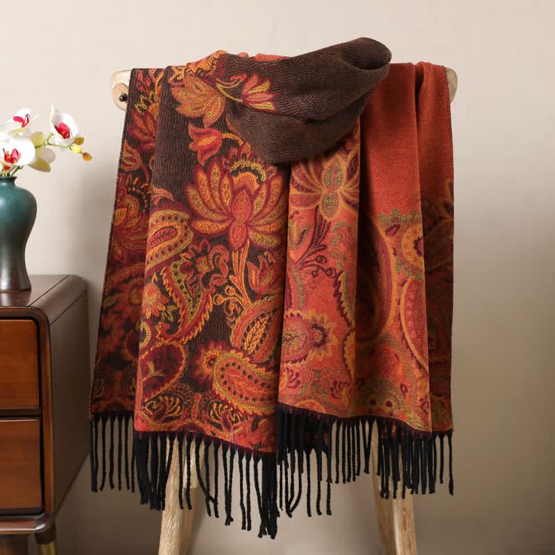 Sciarpa con nappe in jacquard Paisley Boho-Chic Aesthetics - Nero - image 3